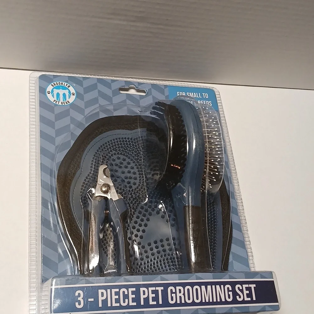 Pet Grooming 3 Piece Set Black Blue 3-Way For Small to Medium Breeds NWT